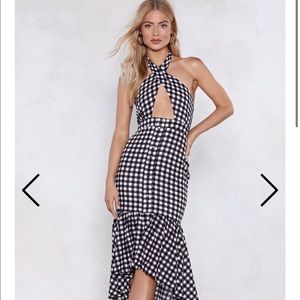 Gingham Halter Dress Nasty Gal